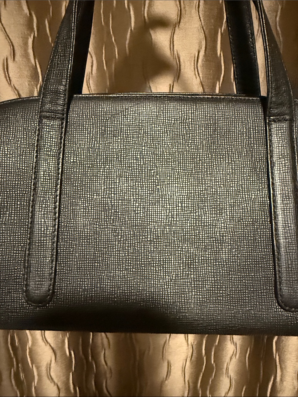 MCM Black Leather Satchel with Gold Logo Plate - Picture 4 of 13